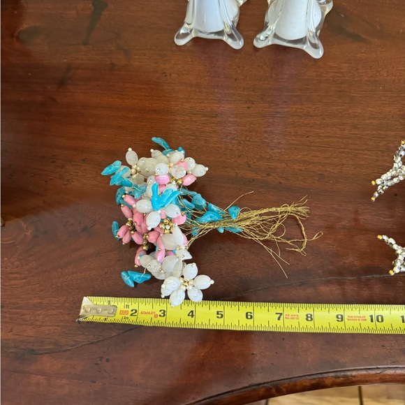 New Handmade Beaded artificial flowers stems in white turquoise and pink - Picture 2 of 5